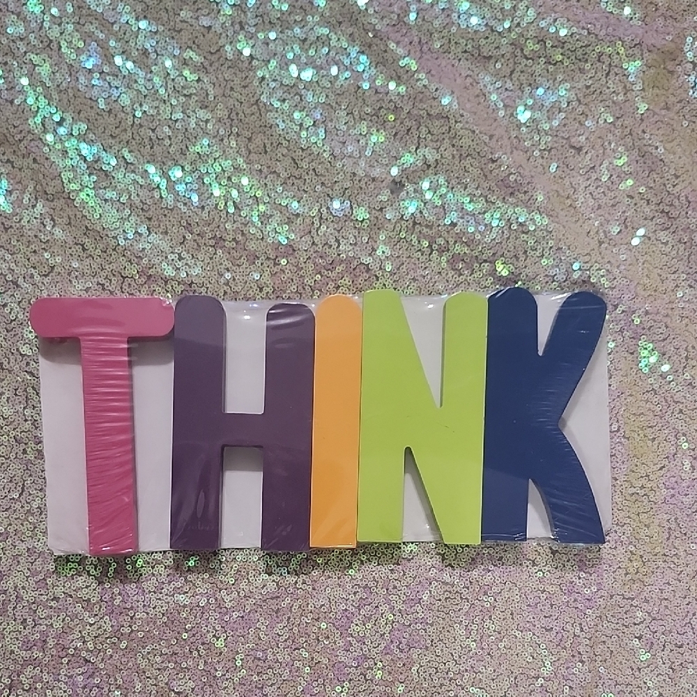 Colorful THINK Wall Decor! New! Wood!